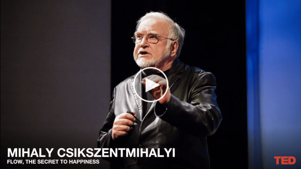 Photo of Mihaly Csikszentmihalyi giving Flow TED Talk