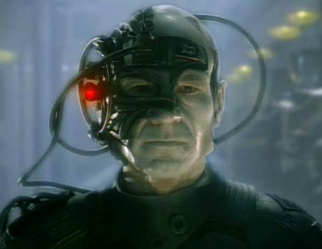 Photo of Picard with Borg implant