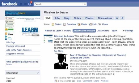 Image of Mission to Learn Facebook Page