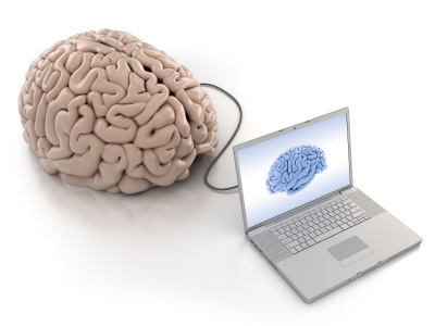 Image of Brain Connected to Laptop
