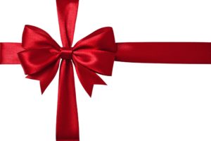 shiny red satin ribbon on white background - educational gift ideas