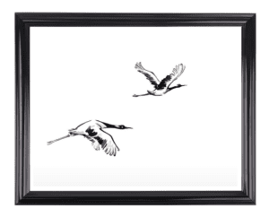 Japanese ink painting of flying birds