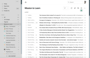 Screenshot of Feedly for curate lifelong learning concept