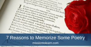 Shakespearean sonnet with rose on page for memorize poetry concept