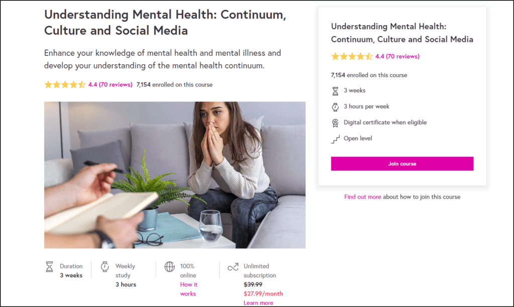 FutureLearn Understanding Mental Health course