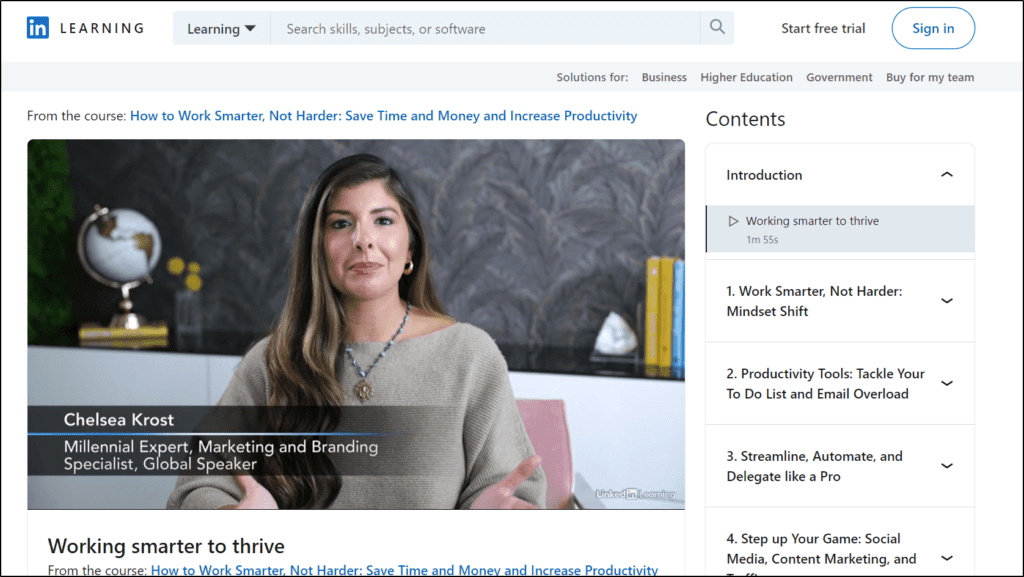 LinkedIn Learning How to Work Smarter course