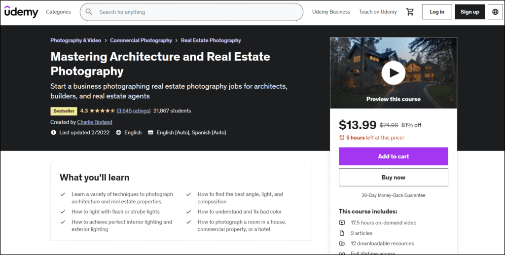 Udemy course - Mastering Architecture and Real Estate Photography